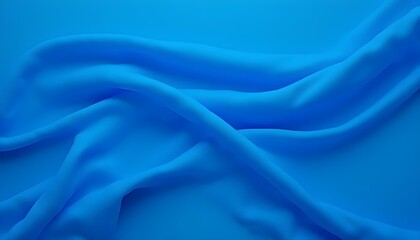 Fototapeta premium Una tela suave y fluida en un color azul vibrante, con curvas y pliegues suaves que crean una sensación de profundidad y textura sobre un fondo azul sólido