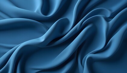 Fototapeta premium Una tela suave y fluida en un color azul vibrante, con curvas y pliegues suaves que crean una sensación de profundidad y textura sobre un fondo azul sólido