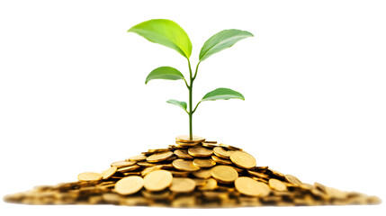 tree growing from coins, Economic Growth Tree, Small Plant Sprouting From money