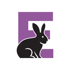 Initial Rabbit Logo Combine With Letter E Vector Template
