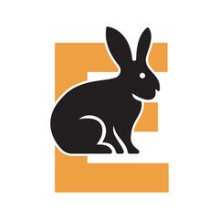 Obraz premium Initial Rabbit Logo Combine With Letter E Vector Template