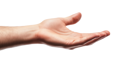 Open hand gesture for communication background isolated on transparent background