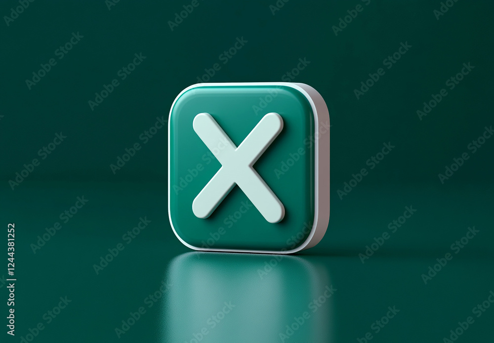 Poster x button to represent ms excel, sheet. office