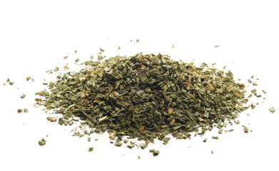 Dry chive pile isolated on white background, side view
