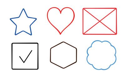 heart, star, cloud, envelope, triangle symbol icon. white isolated background