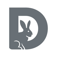 Initial Rabbit Logo Combine With Letter D Vector Template