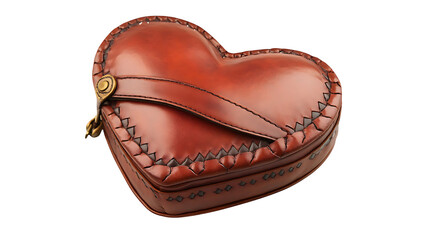 Fototapeta premium A heart-shaped bag with a leather finish, isolated on white background in HD