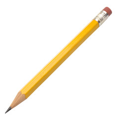 A sharp yellow pencil with a pink eraser. Isolated on a transparent background, PNG. Generative Ai.