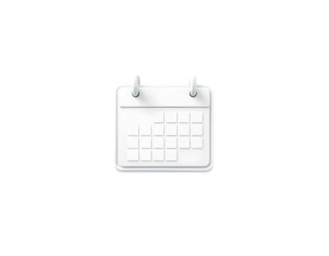 White calendar icon, scheduling app, digital planning