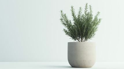 Fototapeta premium rosemary plant In a pot isolated on white background