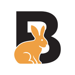 Initial Rabbit Logo Combine With Letter B Vector Template