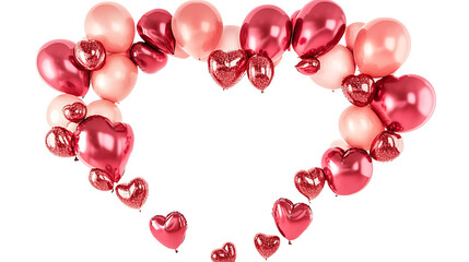 Obraz premium A heart-shaped balloon arch at a romantic event, isolated on white background in HD