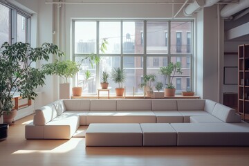 Fototapeta premium Modern Modular Home Interior: Open Space and Flexible Design