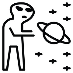 Alien icon line vector illustration
