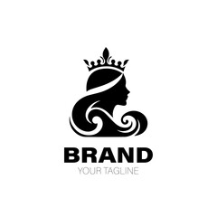 Queen Logo. Queen Logo Design. Queen Logo Brand. Queen Logo Vector Design Isolated on White Background