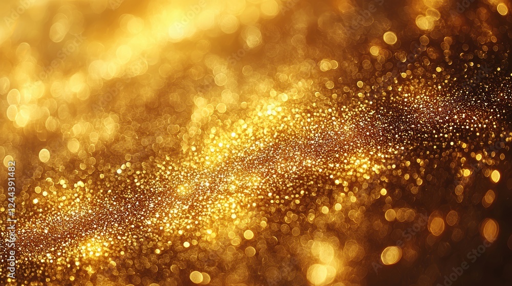 Poster A shimmering golden abstract background with sparkling particles.