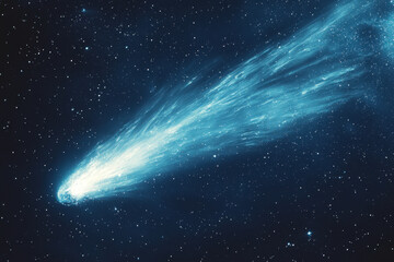 Fototapeta premium A high-speed icy comet shooting through outer space with a vibrant tail