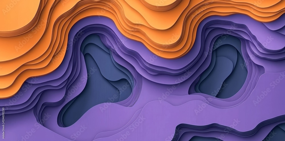 Poster a modern 3d abstract design with paper cut shapes that resemble colorful carving art. the gradient-f