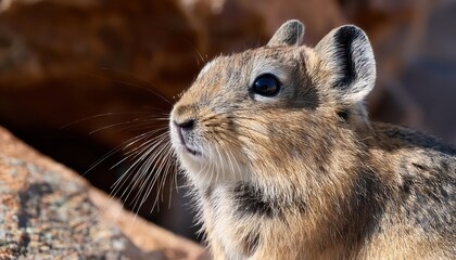 Striking CloseUp of an American Pika Amidst Classic Alpine Talus Habitat, Capturing the Agile Mammals Detail and the Serene Mountainous Environment.