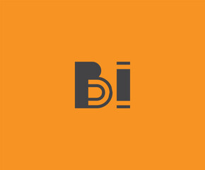 Bold black lettering 'BI' with geometric elements on a vivid orange background, ideal for branding, design, or modern creative projects.