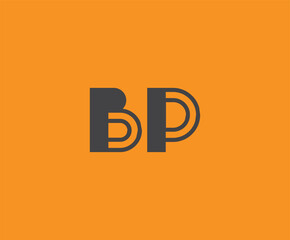 Bold black lettering 'BP' with geometric elements on a vivid orange background, ideal for branding, design, or modern creative projects.