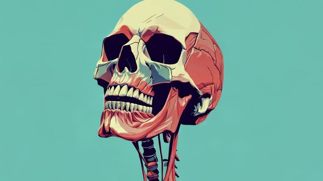 Scary Vintage Skull Illustration for Halloween in Black and White Vector Art