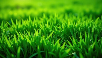 Fototapeta premium Deep green, richly textured hybrid grass, perfectly mown field, crop, green