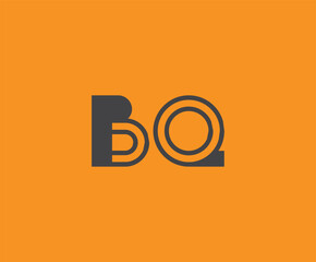 Obraz premium Bold black lettering 'BQ' with geometric elements on a vivid orange background, ideal for branding, design, or modern creative projects.