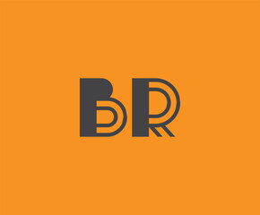 Bold black lettering 'BR' with geometric elements on a vivid orange background, ideal for branding, design, or modern creative projects.