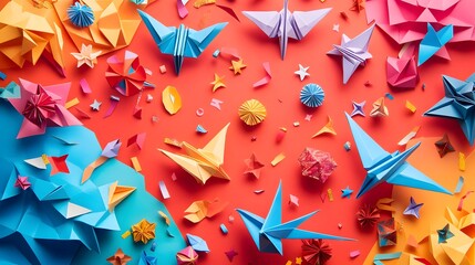 Colorful Origami Celebrating New Year