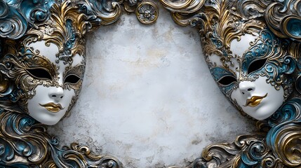 Venetian Carnival Masks Under Moonlight
