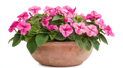 Fototapeta premium pink impatiens plants in pot isolated on white background , pink flowers 