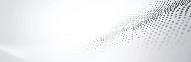 On a modern, light-colored background, halftone dots are paired with a banner, creating contrast through wavy patterns and gray tones.