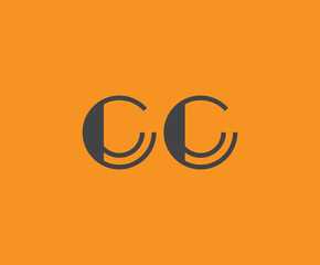 Bold black lettering 'CC' with geometric elements on a vivid orange background, ideal for branding, design, or modern creative projects.