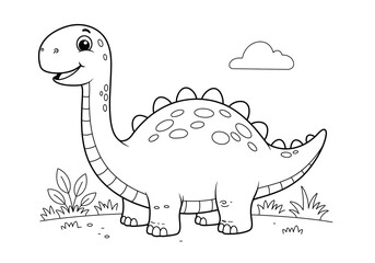 Cute Dinosaur Coloring Page for Kids – Printable on Standard Pape