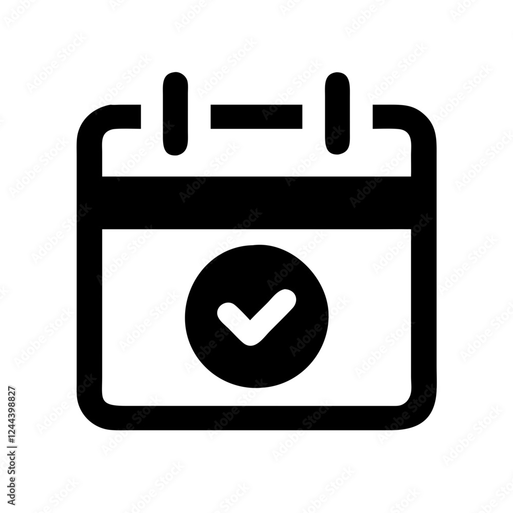 Poster simple calendar icon with checkmark symbol indicating completed tasks