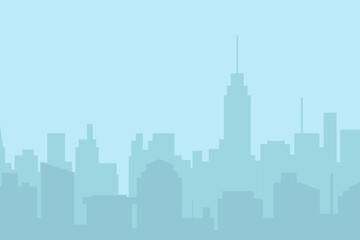 Fototapeta premium City skyline vector illustration. Landscape in flat style. City silhouette. Cityscape backgrounds. Daytime city skyline.