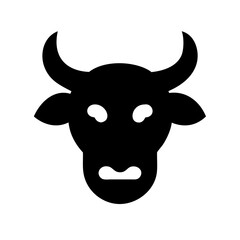 Fototapeta premium Bull head icon, minimalistic design, black and white, animal symbol, farm concept