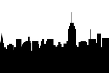 Fototapeta premium City skyline vector illustration. Landscape in flat style. City silhouette. Cityscape backgrounds. Daytime city skyline.