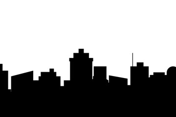Obraz premium City skyline vector illustration. Landscape in flat style. City silhouette. Cityscape backgrounds. Daytime city skyline.