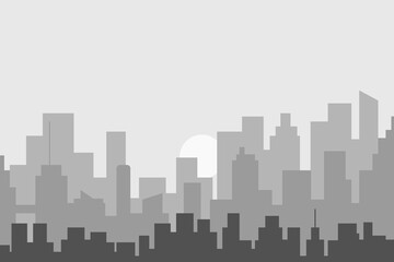 Fototapeta premium City skyline vector illustration. Urban landscape cityscape in flat style. City silhouette. Cityscape backgrounds. Daytime city skyline.