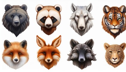 Vibrant and Stylish Collection of Distinctive Animal Logos Showcasing a Variety of Creatures in Artistic Designs, Perfect for Branding, Graphic Artwork, or Home Decor.