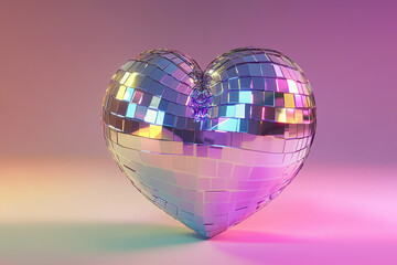 disco ball in the shape of a love symbol, love concept