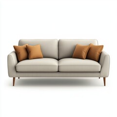 Fototapeta premium modern sofa with soft cushions, isolated on a white background