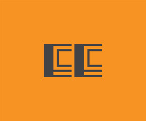 Bold black lettering 'EE' with geometric elements on a vivid orange background, ideal for branding, design, or modern creative projects.