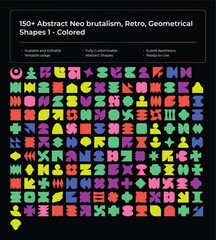 Abstract Neo-Brutalism Retro Geometric Shapes Collection in Vibrant Colors for Modern Projects