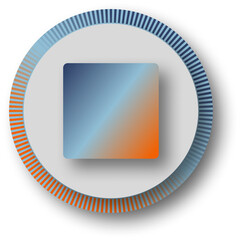 Stop button in blue and orange gradient, square in round outline.