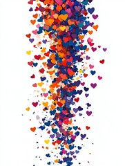 Fototapeta premium Colorful hearts cascade in vibrant vertical design showcasing love and joy