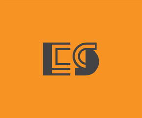 Bold black lettering 'ES' with geometric elements on a vivid orange background, ideal for branding, design, or modern creative projects.