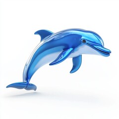 Obraz premium Playful dolphin with a sleek blue body jumping, isolated on white background